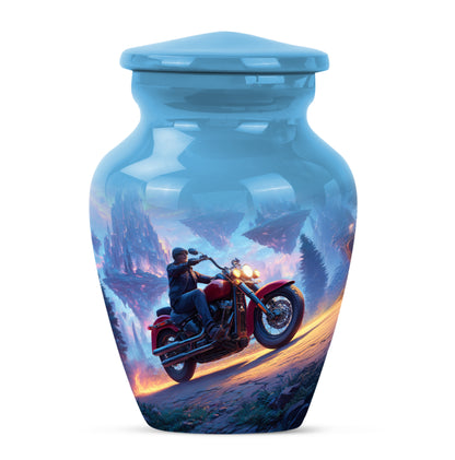 Blue Resounding Bike Memorial Urn for Ashes - 10-inch, 200 cu in - Karyliz