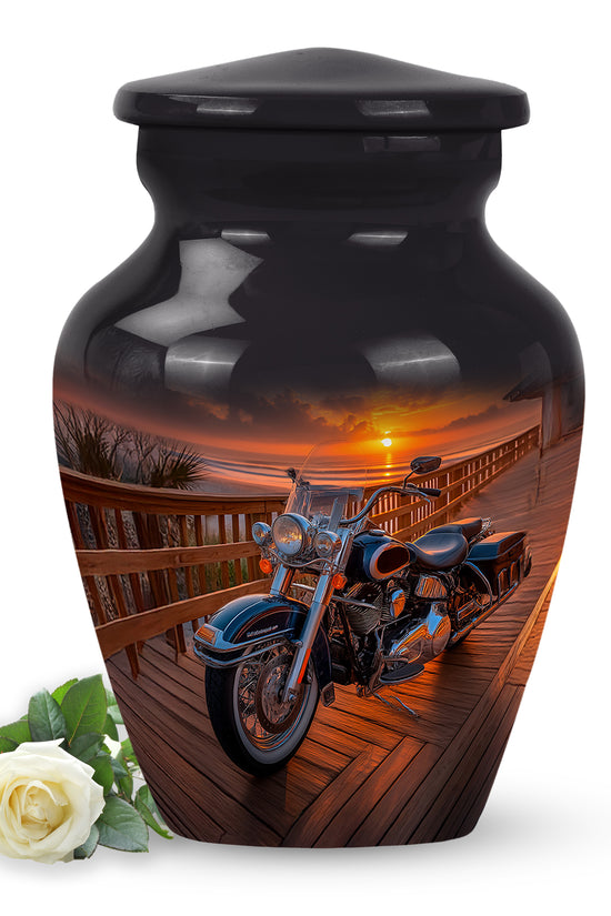 Black Comforting Bike Memorial Urn for Ashes - 10-inch, 200 cu in - Karyliz