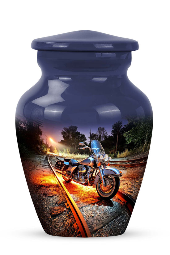 Blue Breathtaking Bike Memorial Urn for Ashes - 10-inch, 200 cu in - Karyliz
