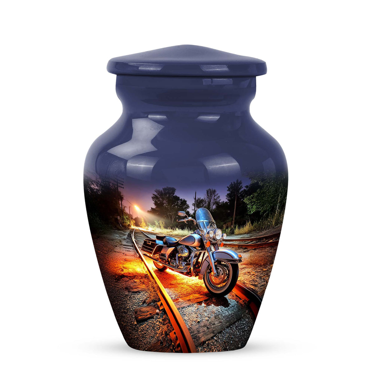 Blue Breathtaking Bike Memorial Urn for Ashes - 10-inch, 200 cu in - Karyliz