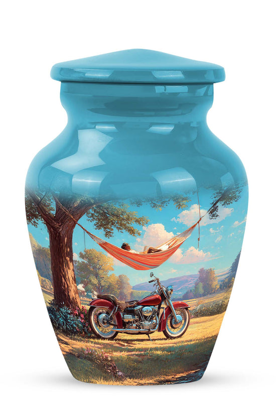 Personalized Refined Bike Cremation Urns - Teal 10-inch, 200 cu in - Karyliz