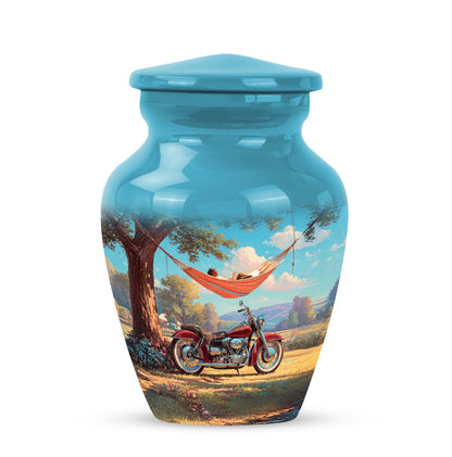 Personalized Refined Bike Cremation Urns - Teal 10-inch, 200 cu in - Karyliz