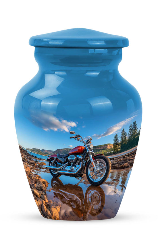 Personalized Bike Cremation Urns - Eminent Blue 10-inch, 200 cu in - Karyliz