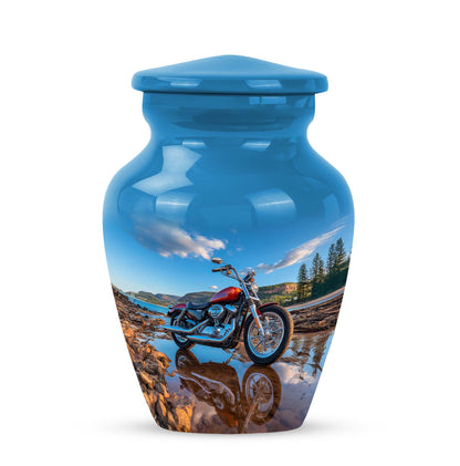 Personalized Bike Cremation Urns - Eminent Blue 10-inch, 200 cu in - Karyliz