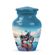 Personalized Blue Revered Bike Cremation Urns for Human Ashes - 10-inch, 200 cu in - Karyliz