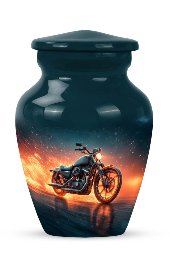 Resplendent Blue Bike Cremation Urn for Ashes - 10-inch, 200 cu in - Karyliz