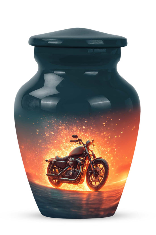 Personalized Blue Bike Cremation Urns for Ashes - Transcendent 10-inch - Karyliz