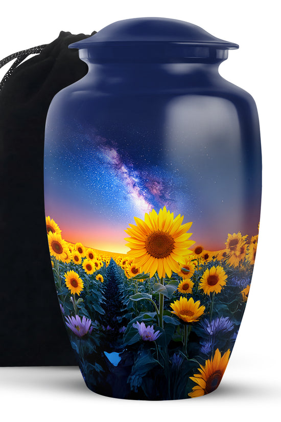 Sunflower Cremation Urn - Night Sky Beautiful Urn For Human Ashes