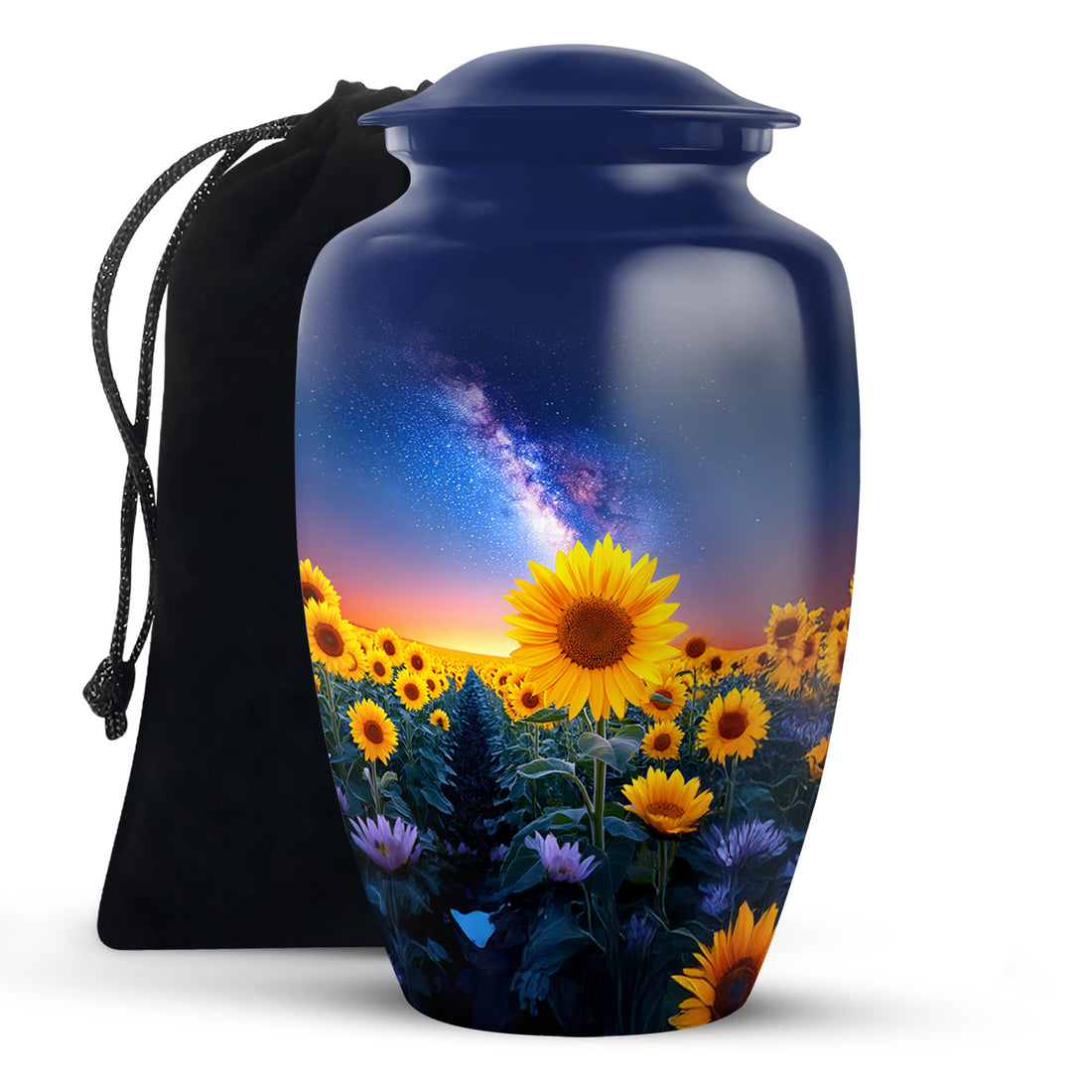 Sunflower Field Memorial Urn - Galaxy Sky Cremation Urn For Burial