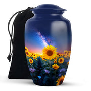 Sunflower Field Memorial Urn - Galaxy Sky Cremation Urn For Burial