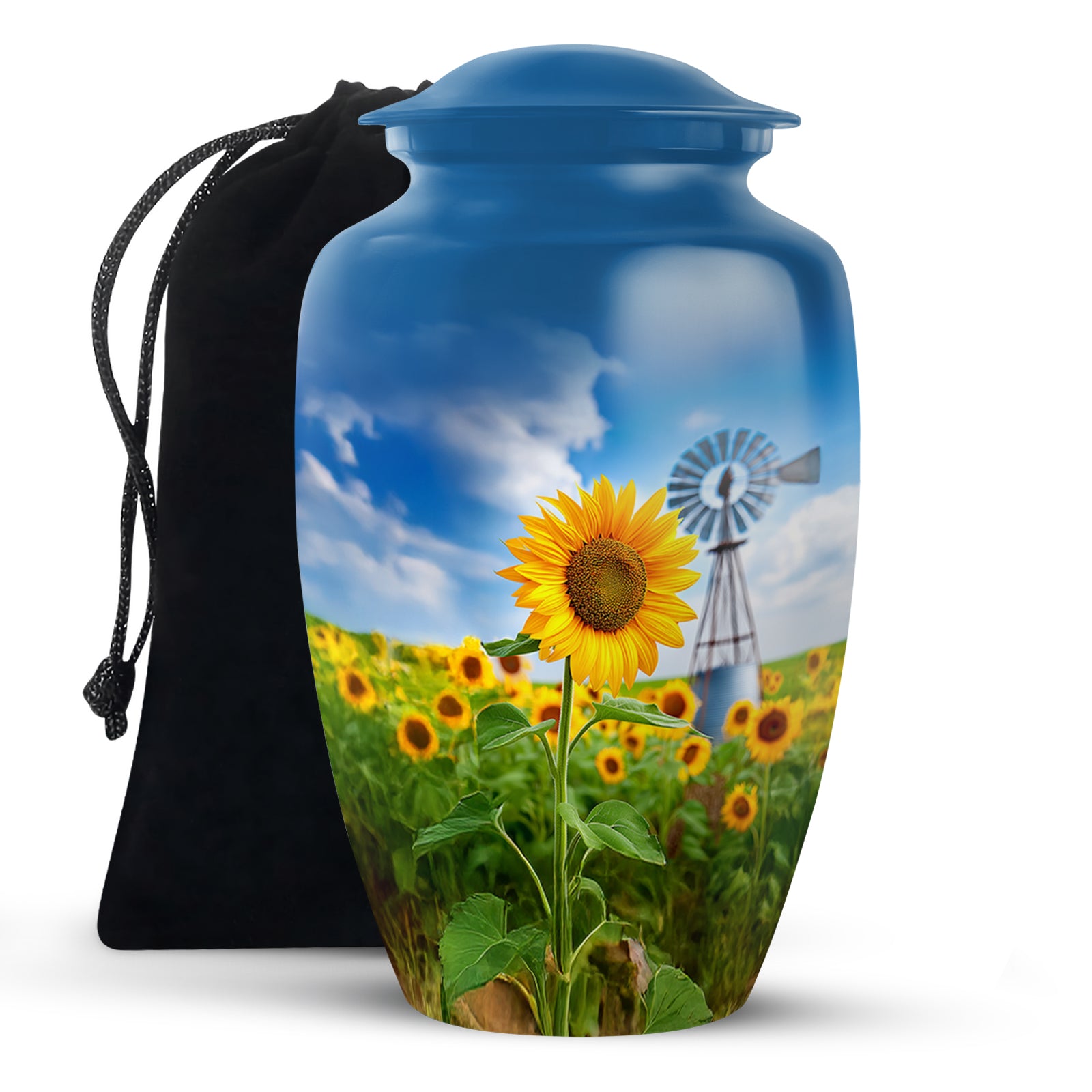 Beautiful Sunflower Farm Urn - Windmill Cremation Urn For Adults Ashes