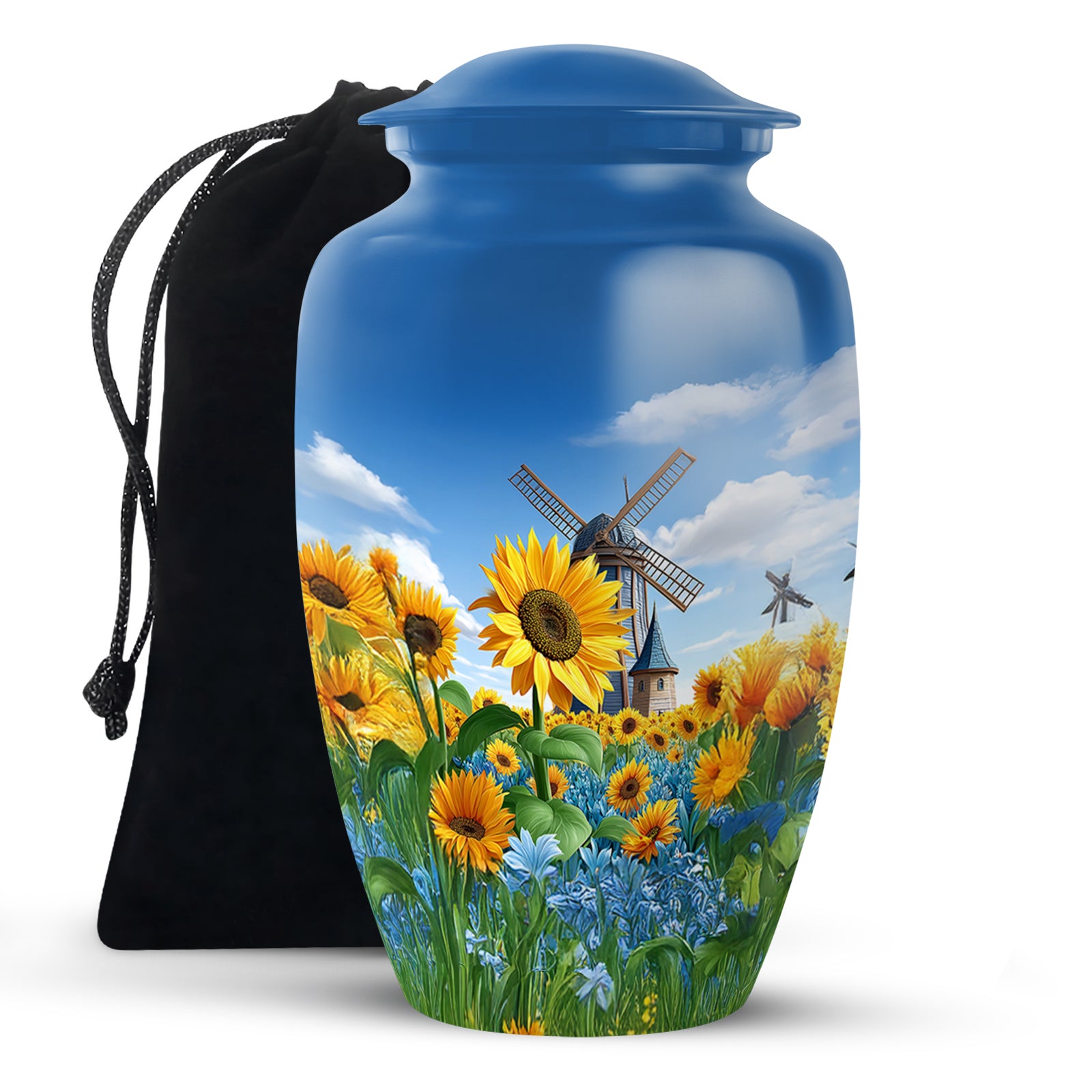 Sunflower Garden Funeral Urn - Blue Sky Memorial Urn For Adult Male & Female Ashes