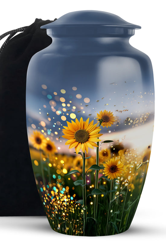 Sparkling Sunflower Field Urn - Decorative Cremation Urn For Loved Ones
