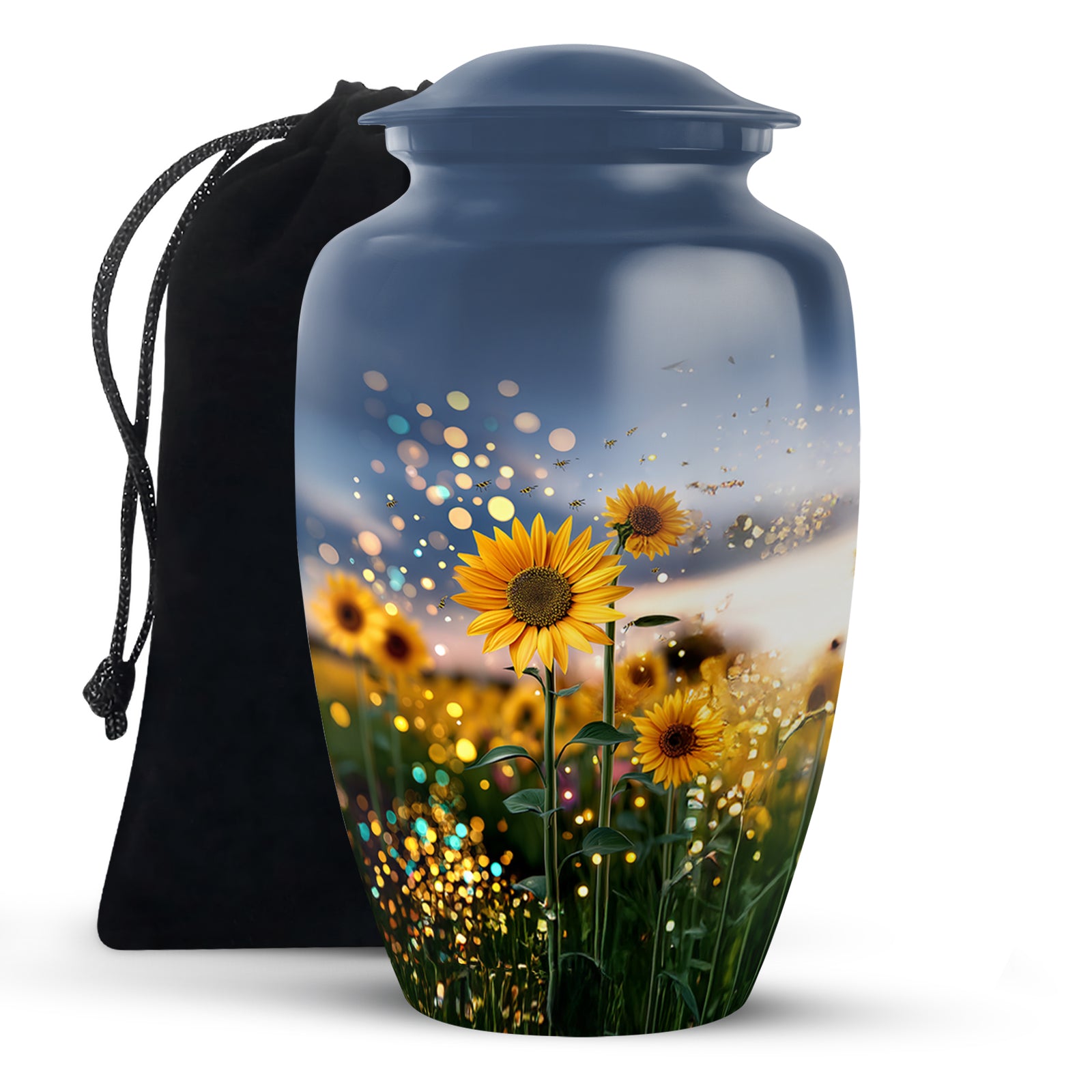 Sparkling Sunflower Field Urn - Decorative Cremation Urn For Loved Ones