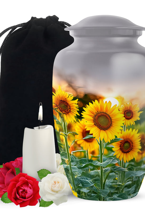 Golden Light Sunflower Urn - Memorial Urn For Loved Ones