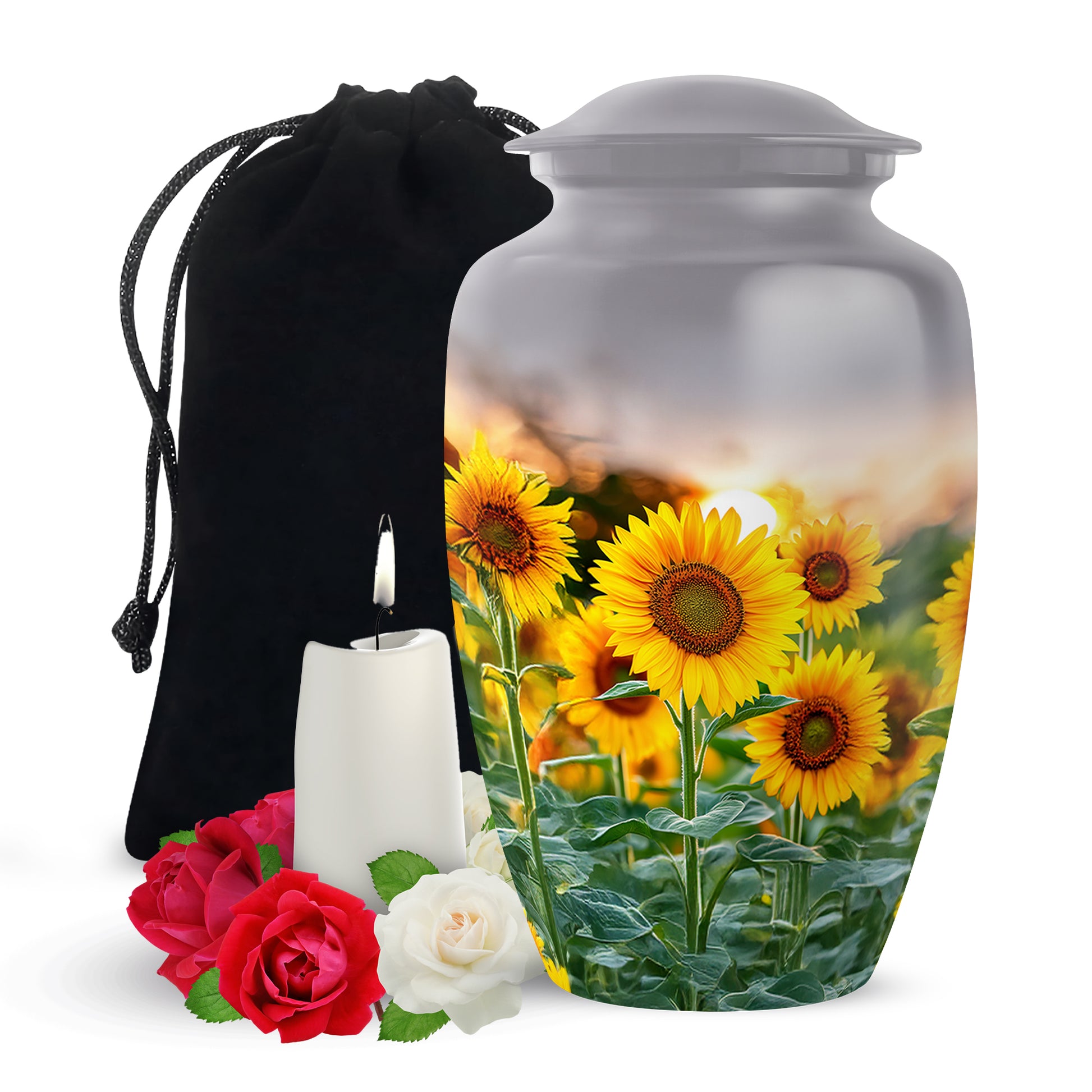 Golden Light Sunflower Urn - Memorial Urn For Loved Ones