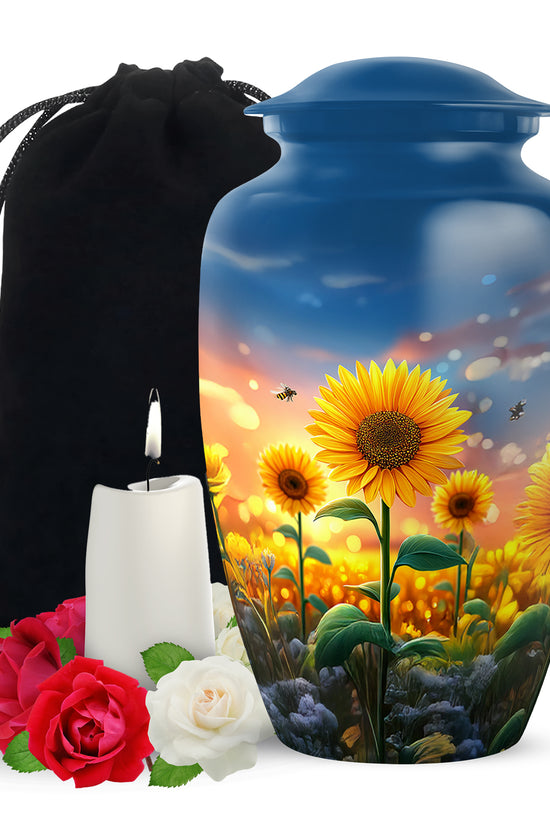 Sunflower Garden Bee Urn - Artistic Memorial Urn For Ashes
