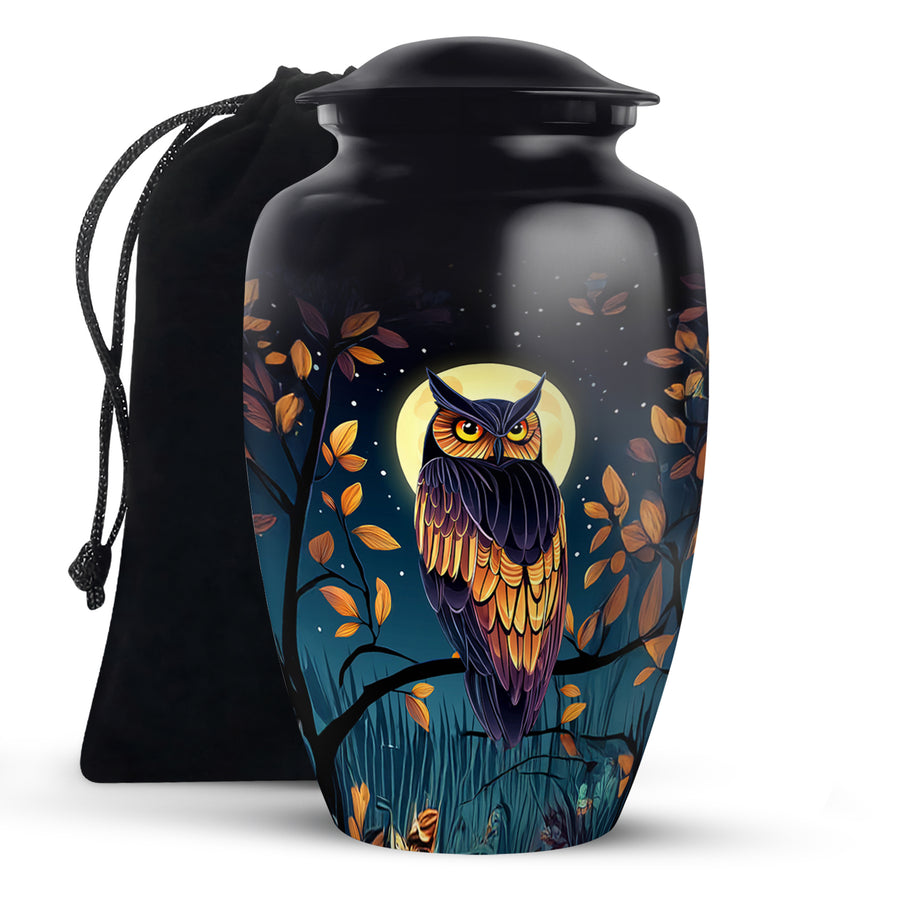 Moonlight Owl Cremation Urn - Artistic Memorial Urn for Loved Ones