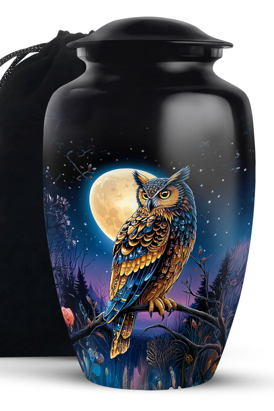 Beautiful Moonlight Cremation Urn - Night Owl Memorial Urn For Adults