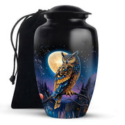 Beautiful Moonlight Cremation Urn - Night Owl Memorial Urn For Adults