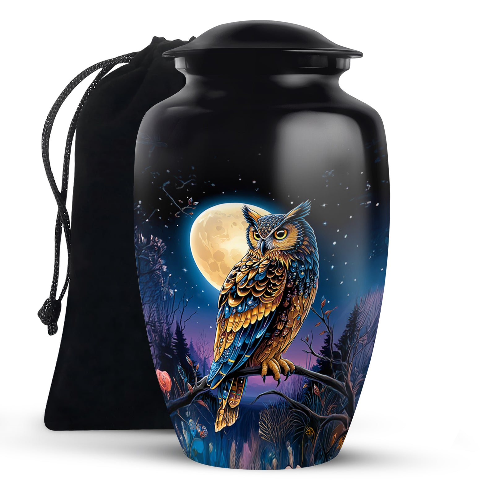 Beautiful Moonlight Cremation Urn - Night Owl Memorial Urn For Adults