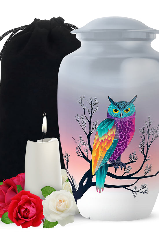 Owl Artwork Cremation Urn - Tree Memorial Urn For Loved Ones