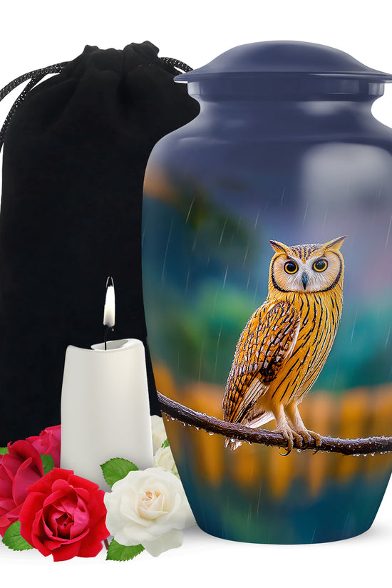 Rain Forest Owl Memorial Urn - Nature Cremation Urn For Adults