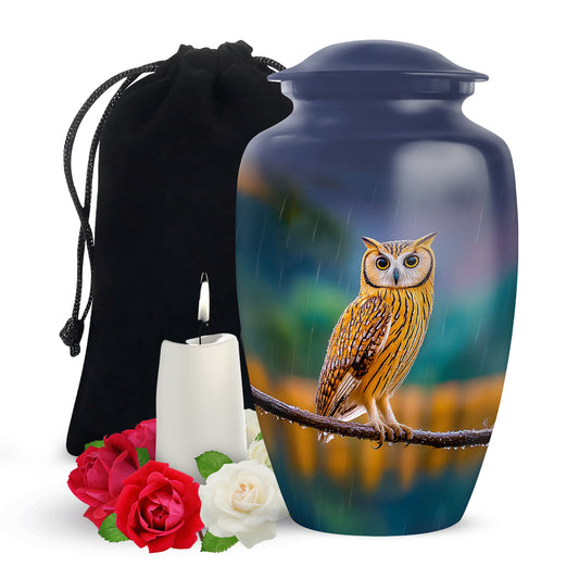 Rain Forest Owl Memorial Urn - Nature Cremation Urn For Adults