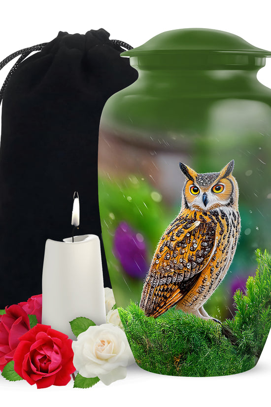 Owl Funeral Urn For Ashes - Green Nature Cremation Urn
