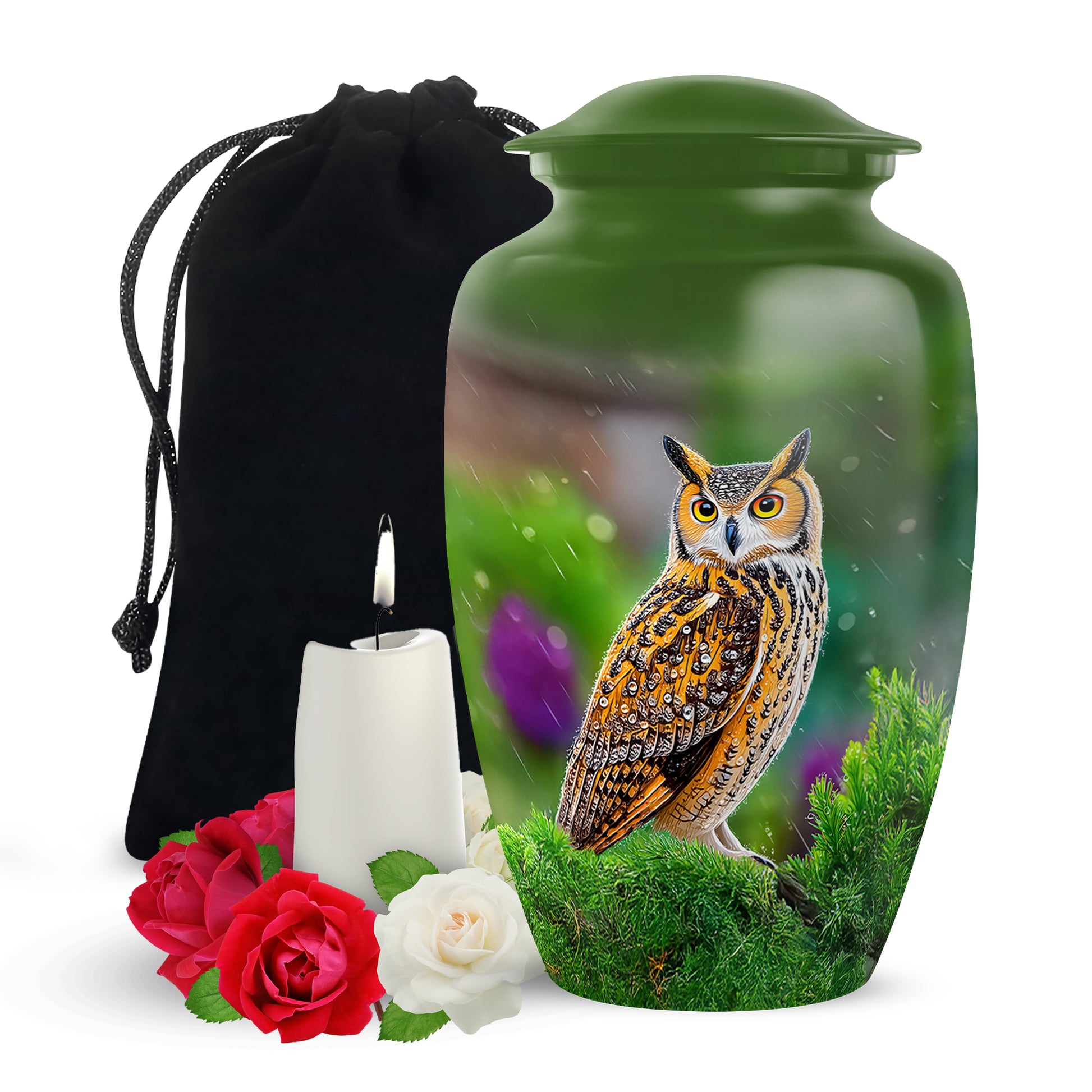 Owl Funeral Urn For Ashes - Green Nature Cremation Urn