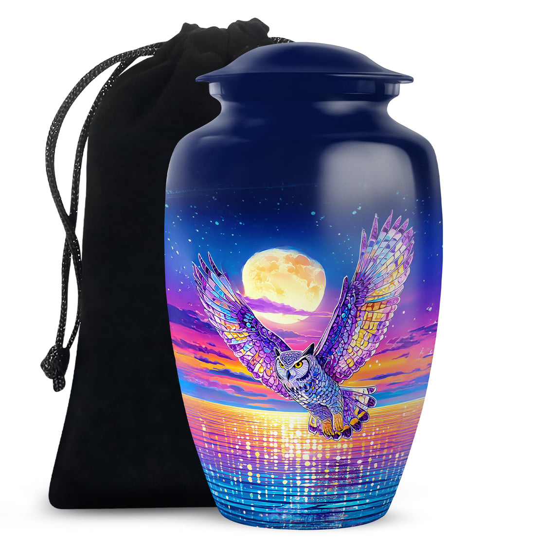 Colorful Owl Funeral Urn - Moonlight Memorial Urn For Loved Ones