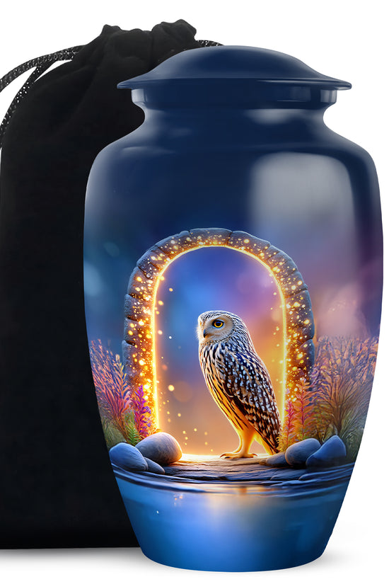 Peaceful Owl Funeral Urn - Glowing Memorial Urn For Adult Ashes