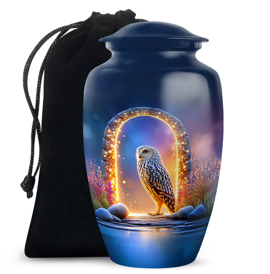 Peaceful Owl Funeral Urn - Glowing Memorial Urn For Adult Ashes