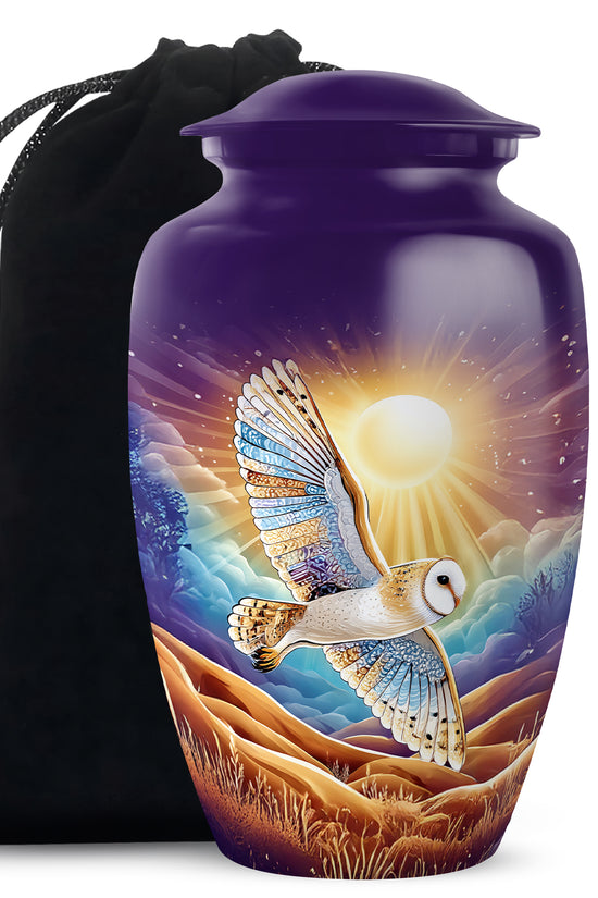 Artistic Owl Cremation Urn - Sunset Memorial Urn For Burial