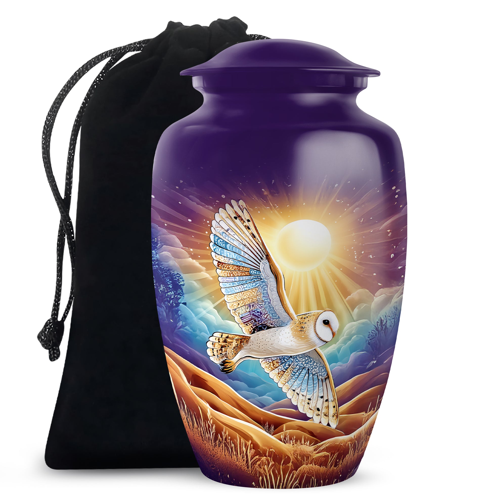 Artistic Owl Cremation Urn - Sunset Memorial Urn For Burial