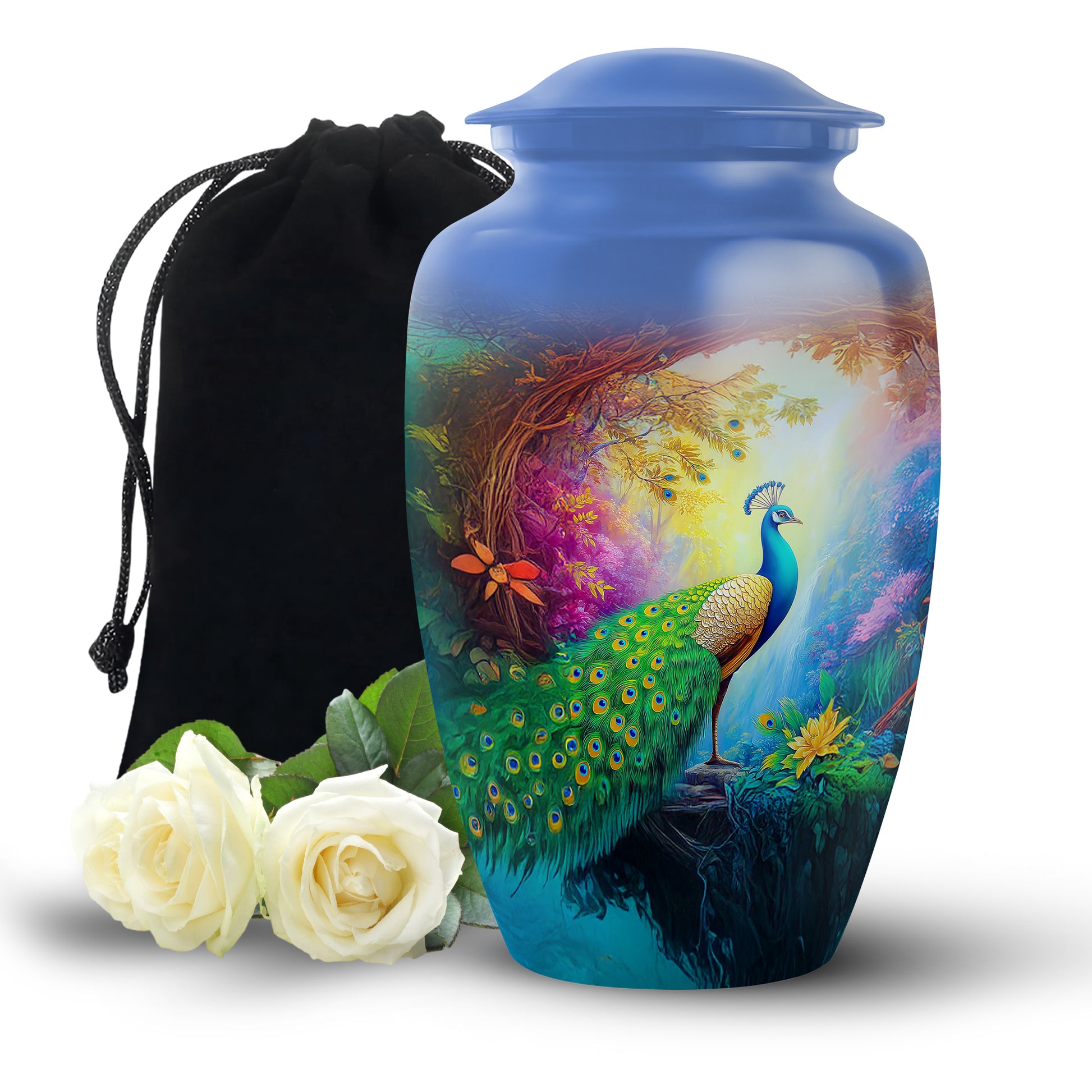 Beautiful Peacock Memorial Urn - Nature Funeral Urn For Ashes Adult