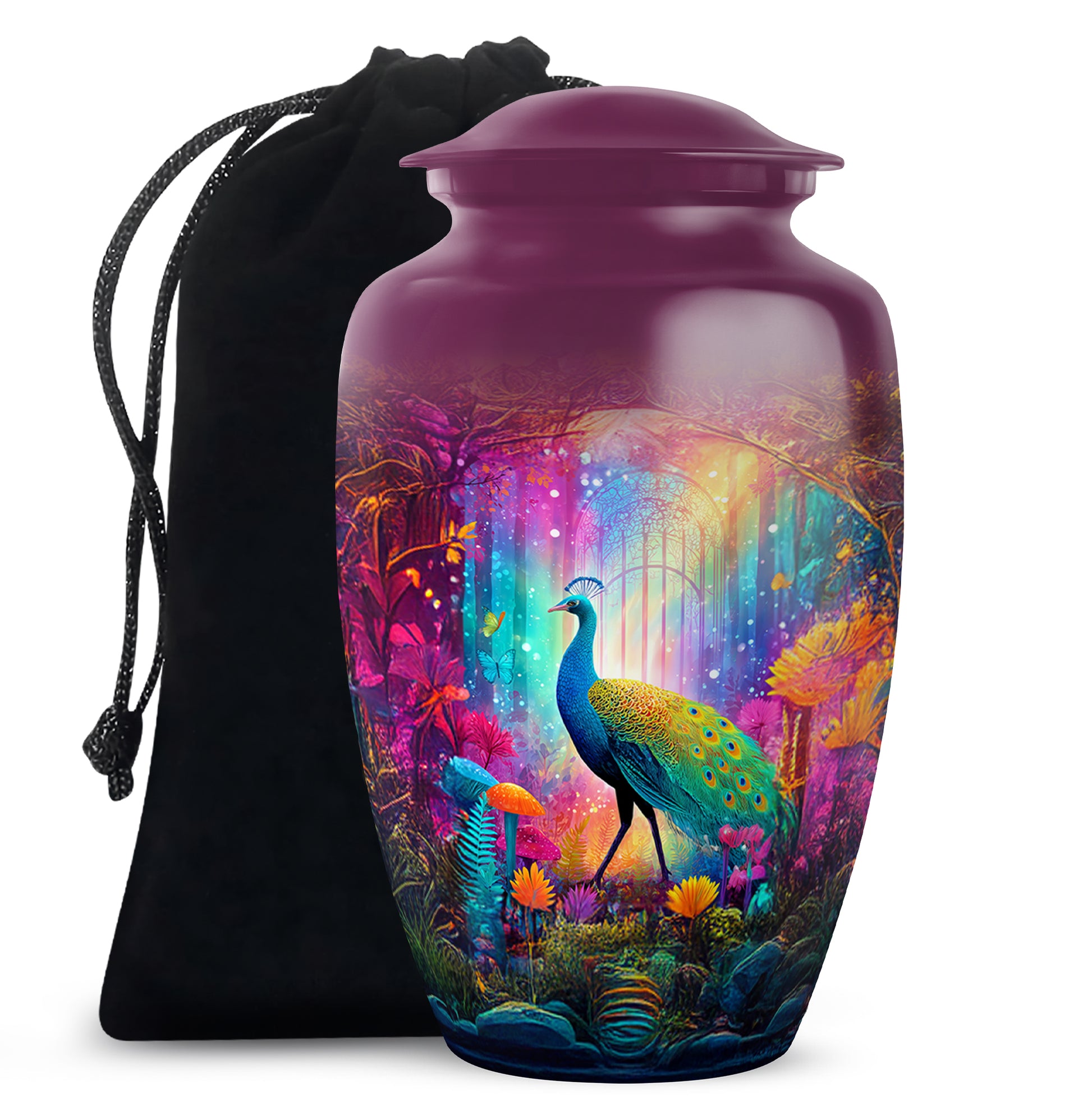 Colorful Peacock Funeral Urn - Forest Cremation Urn For Human Ashes