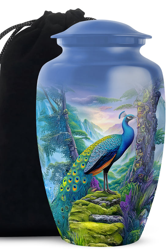 Peacock Mountain Memorial Urn - Scenic Nature Cremation Urn For Ashes