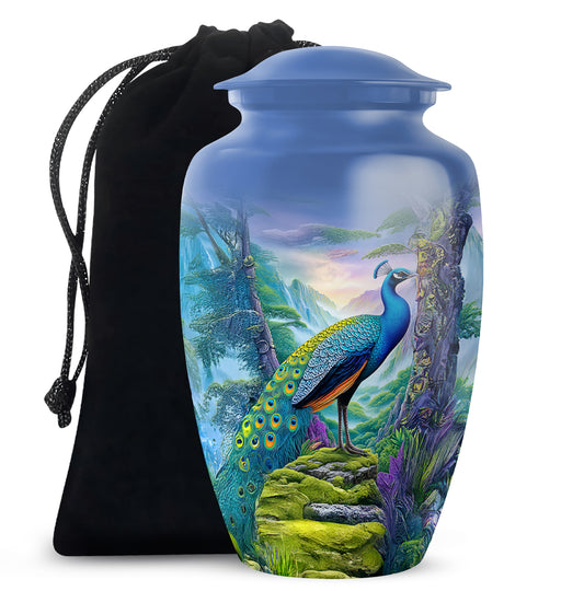 Peacock Mountain Memorial Urn - Scenic Nature Cremation Urn For Ashes