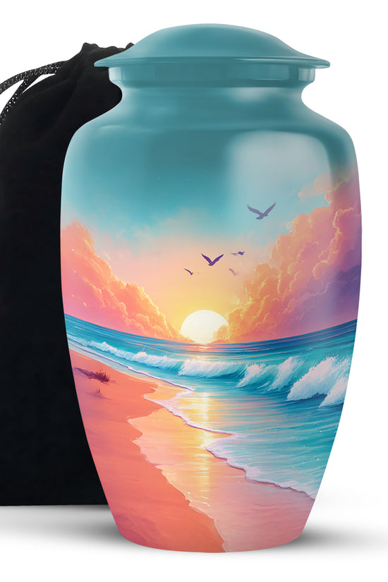 Peaceful Beach Memorial Urn For Ashes - Large Sized Urn For Adult Men