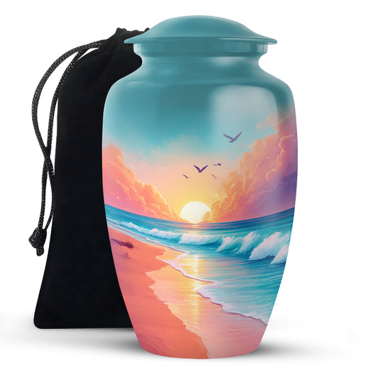 Peaceful Beach Memorial Urn For Ashes - Large Sized Urn For Adult Men