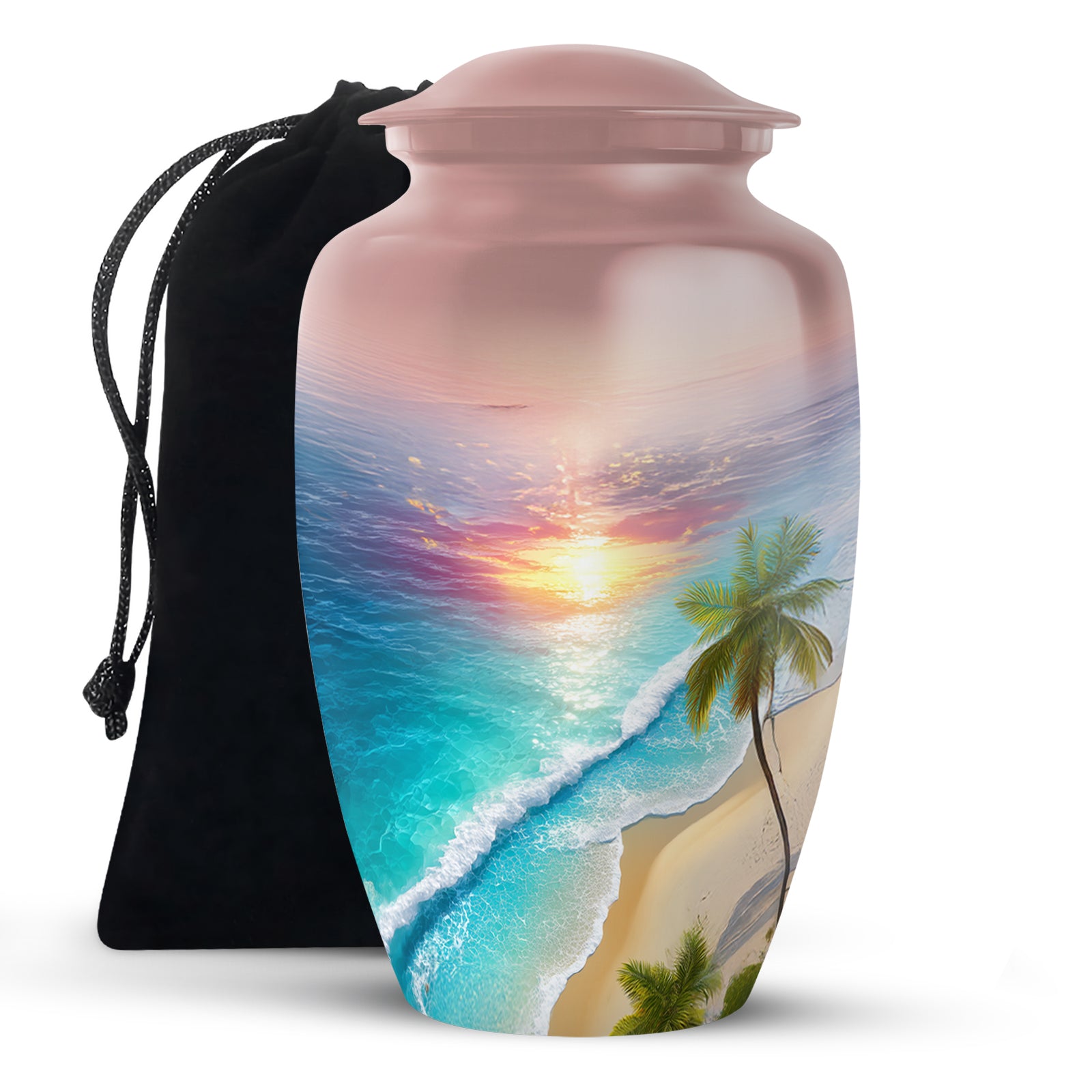 Palm Trees Cremation Urn For Adult Female - Sunset Funeral Urn For Women