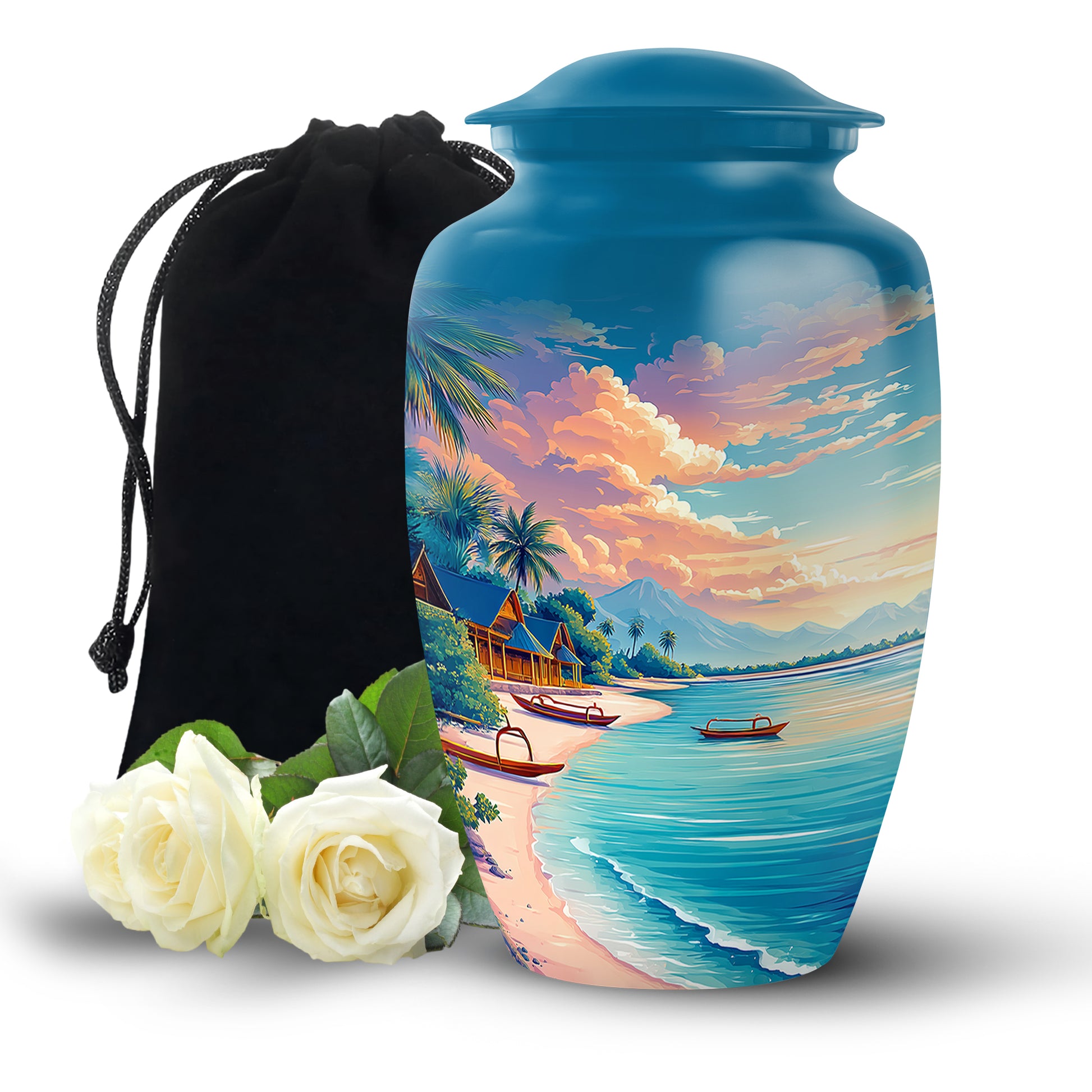 Tropical Beach Cremation Urn - Artistic Funeral Urn For Adult Ashes