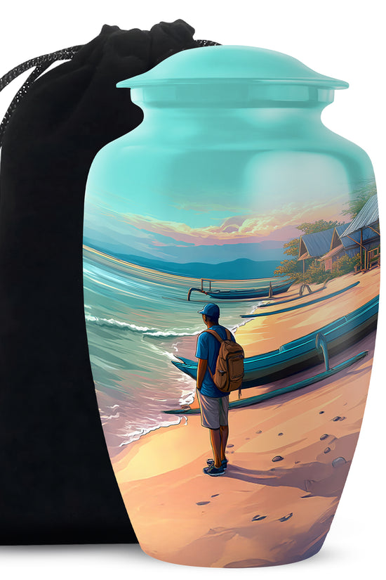 Peaceful Ocean Memorial Urn - Seaside Memorial Urn For Adult Ashes
