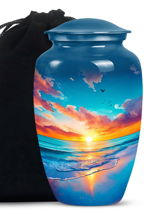 Beautiful Beach Funeral Urn - Peaceful Cremation Urn For Loved Ones