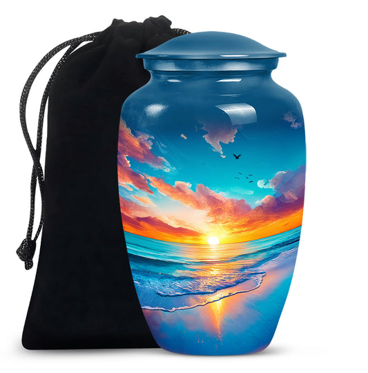 Beautiful Beach Funeral Urn - Peaceful Cremation Urn For Loved Ones