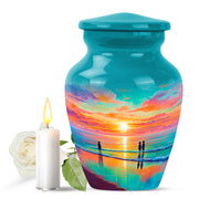 Radiant Beach Memorial Cremation Urns - Teal 10-inch, 200 cu in - Yatskia