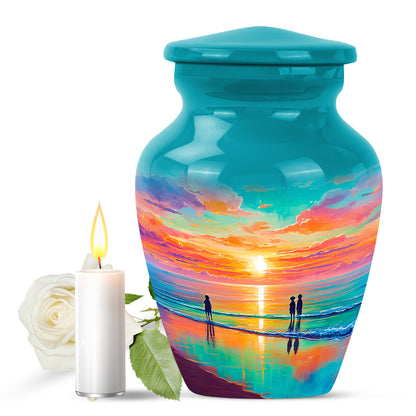 Radiant Beach Memorial Cremation Urns - Teal 10-inch, 200 cu in - Yatskia