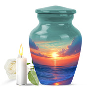 Distinguished Teal Beach Cremation Urn for Ashes - 10-inch, 200 cu in - Yatskia
