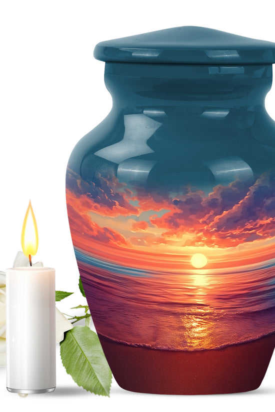 Personalized Blue Beach Cremation Urns for Ashes - Enchanting 10-inch - Yatskia